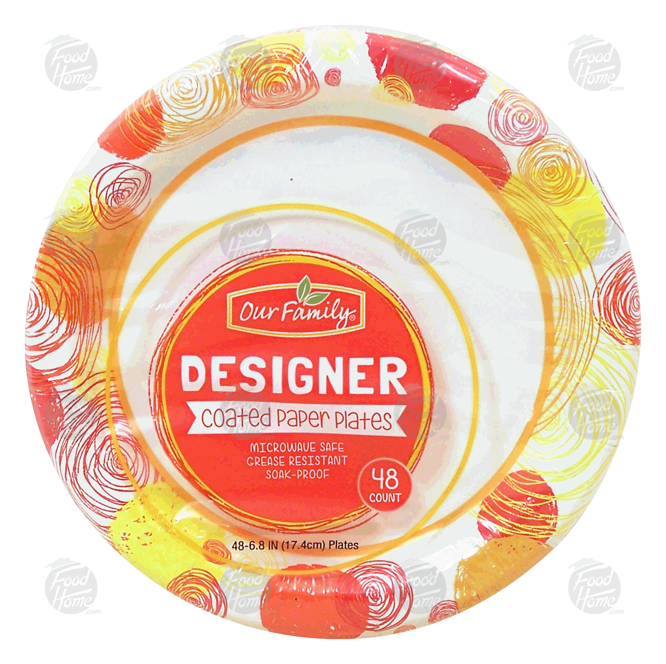 Our Family Designer coated paper plates, microwave safe, 6.8-in Full-Size Picture